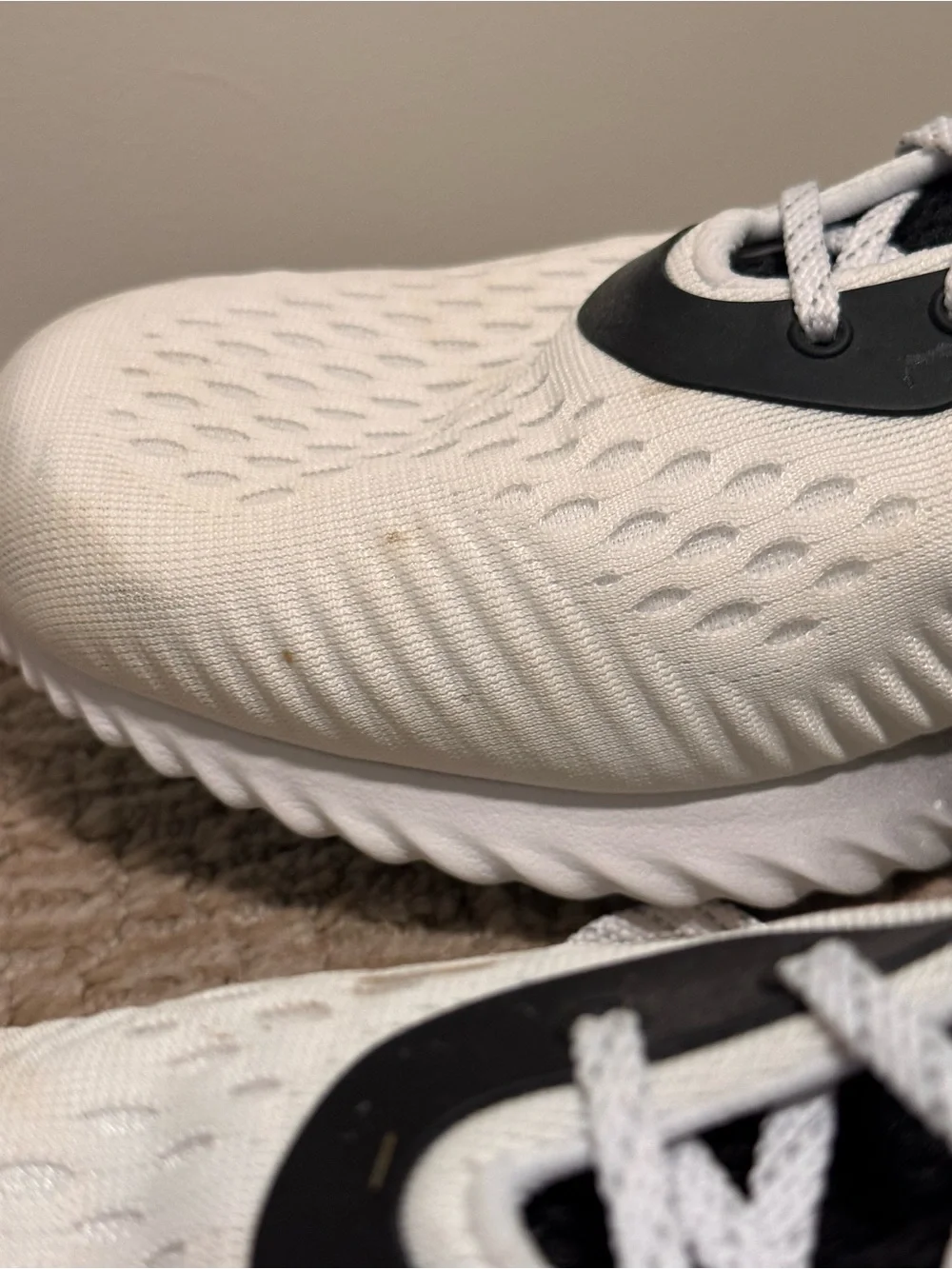 adidas White and Black Speckled-sole Running Shoe men’s size 12